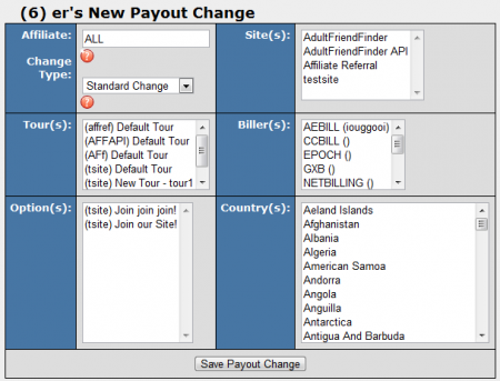 Configuring a New Payout Change