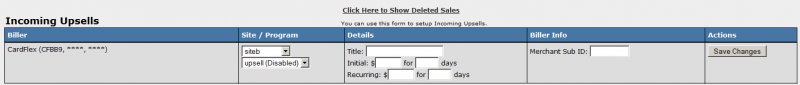Configuring Biller for Incoming Upsell
