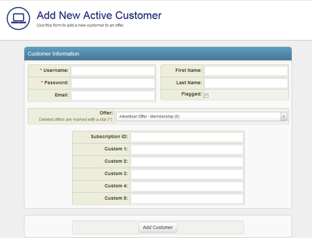 Add a New Active Customer Form