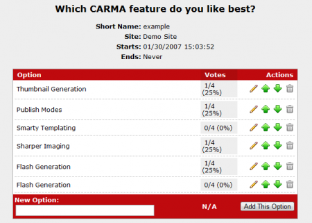 Available Poll Options in CARMA