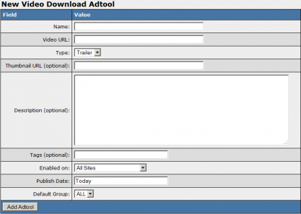 Adding a New Downloadable Adtool