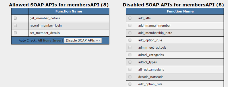 SOAP API permissions allow you to set available functions per account.