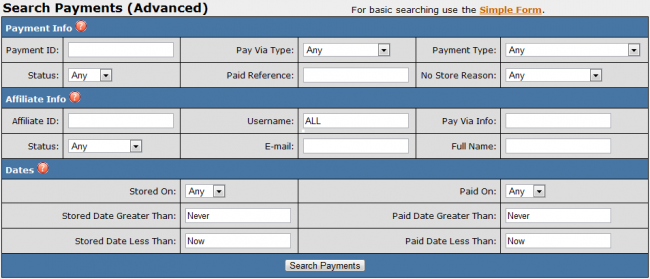 Advanced Payment Search