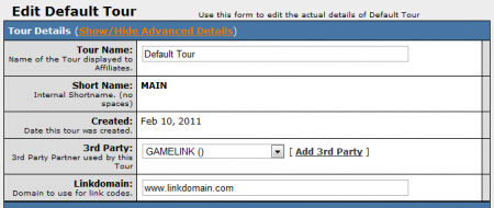 Editing Your GameLink Tour