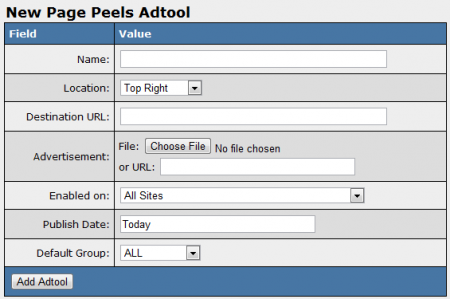 Adding a new Page Peel adtool
