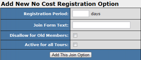 Adding a New No Cost Registration Option