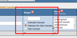 Selecting Gateway One Step Cascade to set the weight