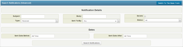 Search Notifications (Advanced Form)