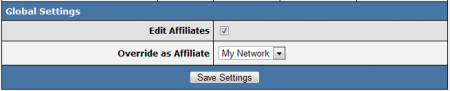 Editing affiliate global settings in NATS 4