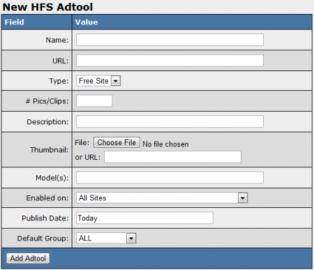 Adding a new HFS Adtool